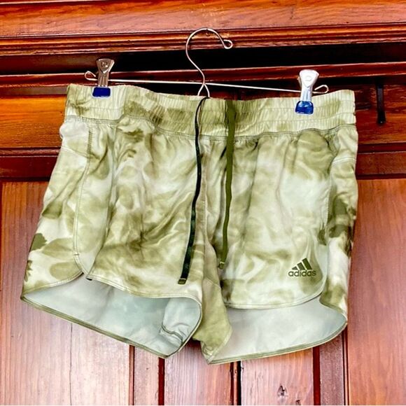 Adidas Green Tie-dye Aeroready Drawstring Pacer Shorts | Sz S EUC - Picture 1 of 5